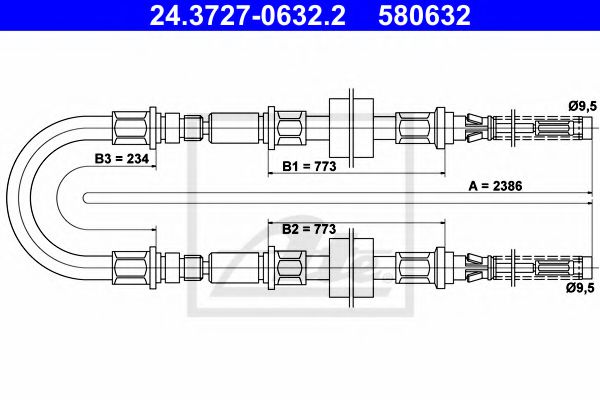 24.3727-0632.2 ATE Cable, parking brake