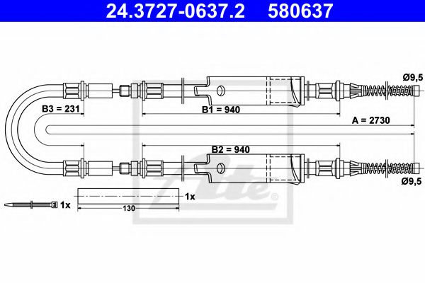 24.3727-0637.2 ATE Cable, parking brake