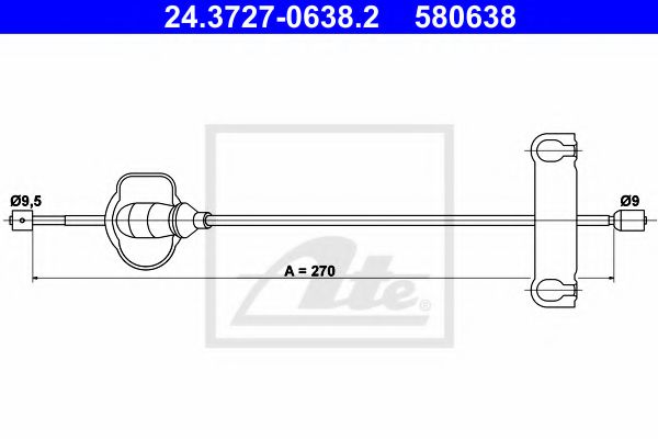24.3727-0638.2 ATE Brake System Cable, parking brake