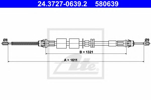 24.3727-0639.2 ATE Brake System Cable, parking brake