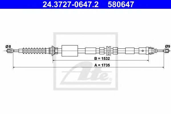 24.3727-0647.2 ATE Brake System Cable, parking brake