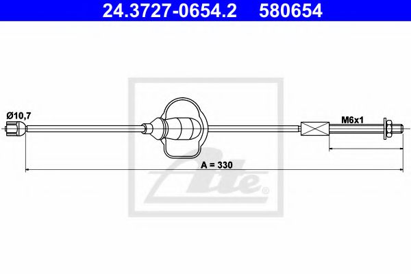 24.3727-0654.2 ATE Brake System Cable, parking brake