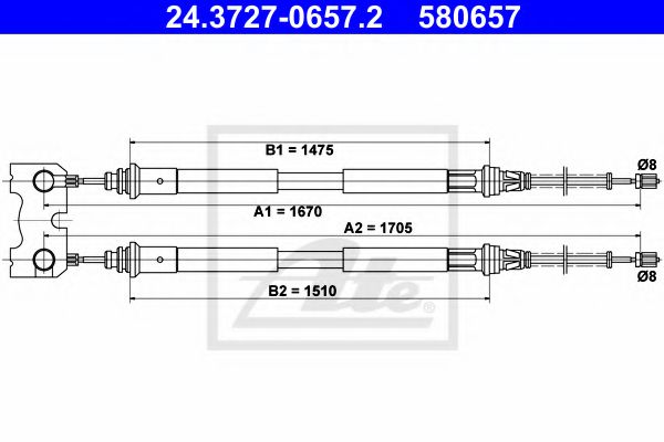 24.3727-0657.2 ATE Cable, parking brake