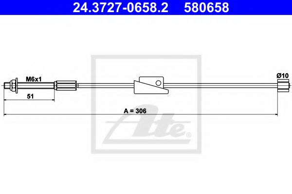 24.3727-0658.2 ATE Brake System Cable, parking brake