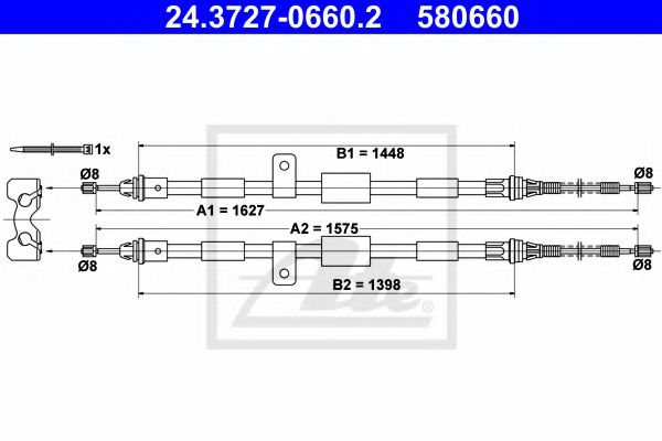 24.3727-0660.2 ATE Brake System Cable, parking brake