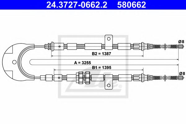 24.3727-0662.2 ATE Brake System Cable, parking brake