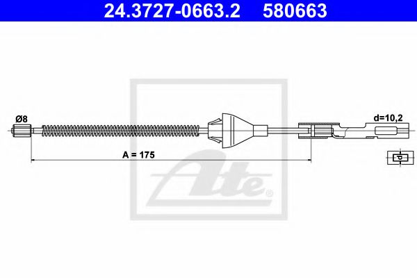 24.3727-0663.2 ATE Brake System Cable, parking brake