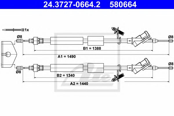 24.3727-0664.2 ATE Brake System Cable, parking brake