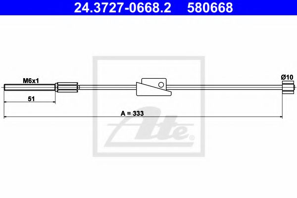 24.3727-0668.2 ATE Brake System Cable, parking brake