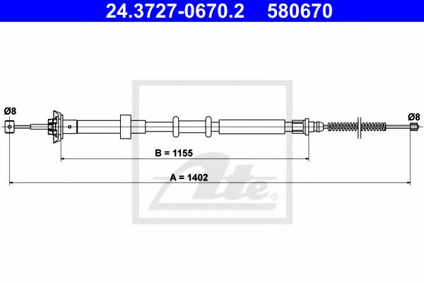 24.3727-0670.2 ATE Brake System Cable, parking brake