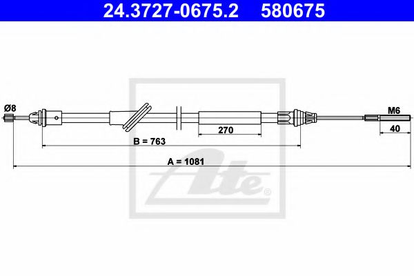 24.3727-0675.2 ATE Brake System Cable, parking brake