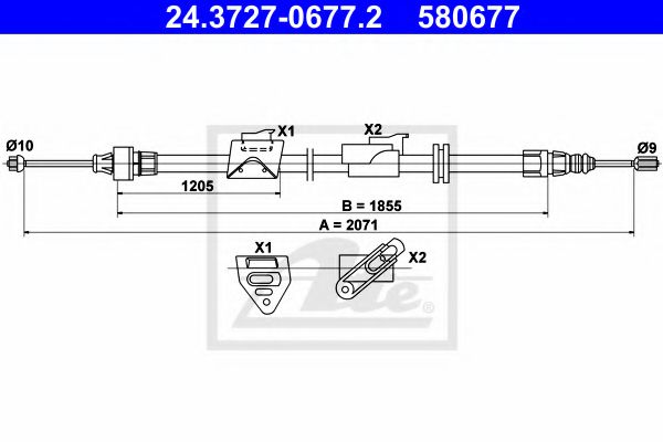 24.3727-0677.2 ATE Cable, parking brake