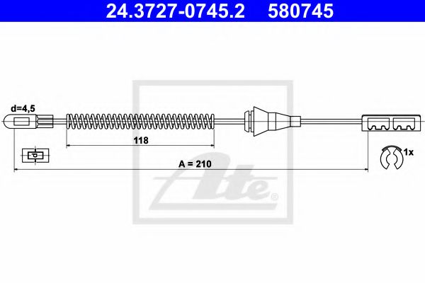24.3727-0745.2 ATE Cable, parking brake