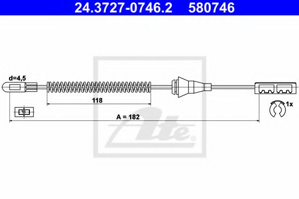 24.3727-0746.2 ATE Brake System Cable, parking brake