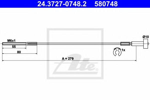 24.3727-0748.2 ATE Brake System Cable, parking brake