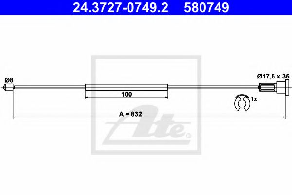 24.3727-0749.2 ATE Brake System Cable, parking brake