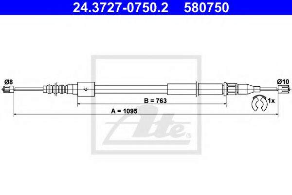24.3727-0750.2 ATE Cable, parking brake