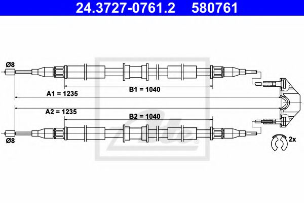 24.3727-0761.2 ATE Brake System Cable, parking brake