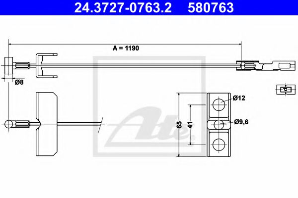 24.3727-0763.2 ATE Brake System Cable, parking brake