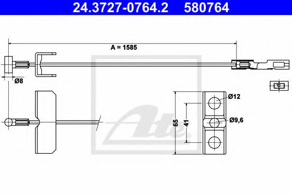 24.3727-0764.2 ATE Brake System Cable, parking brake