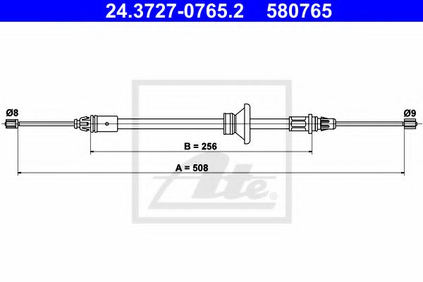 24.3727-0765.2 ATE Brake System Cable, parking brake