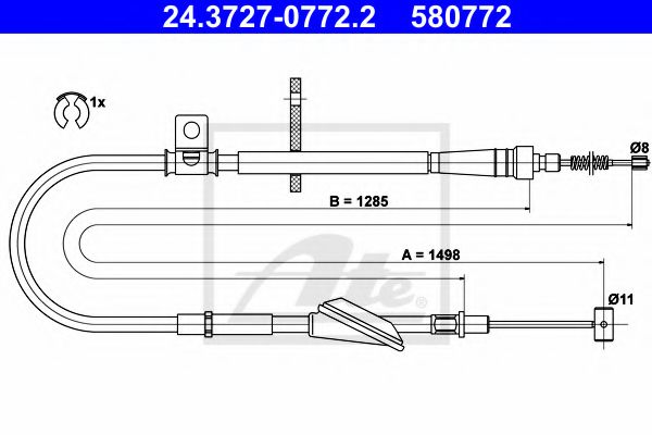 24.3727-0772.2 ATE Brake System Cable, parking brake