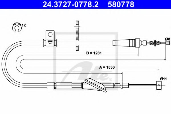 24.3727-0778.2 ATE Cable, parking brake