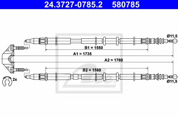 24.3727-0785.2 ATE Brake System Cable, parking brake