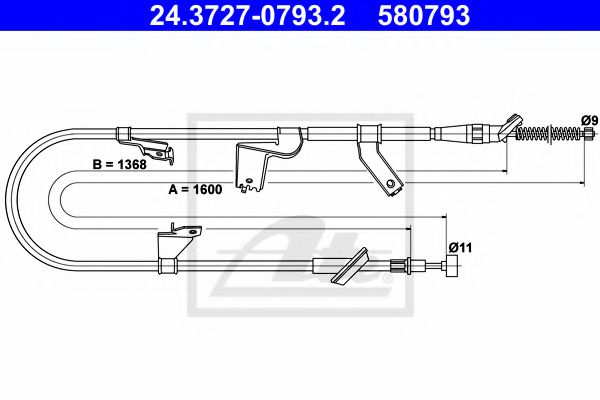 24.3727-0793.2 ATE Brake System Cable, parking brake