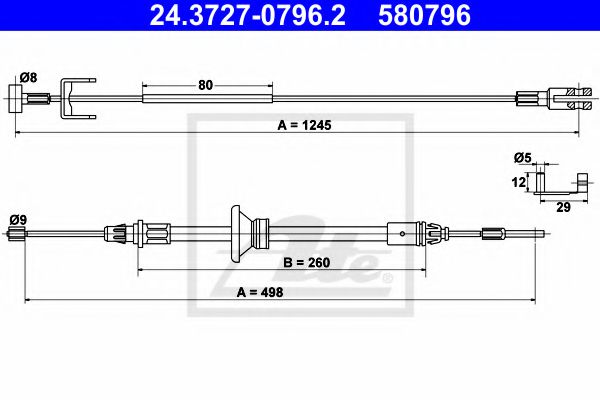 24.3727-0796.2 ATE Cable, parking brake