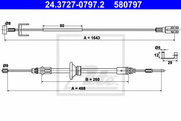 24.3727-0797.2 ATE Brake System Cable, parking brake