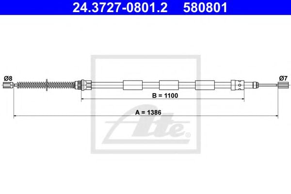 24.3727-0801.2 Brake System Cable, parking brake
