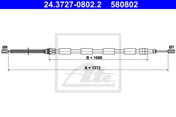 24.3727-0802.2 ATE Brake System Cable, parking brake