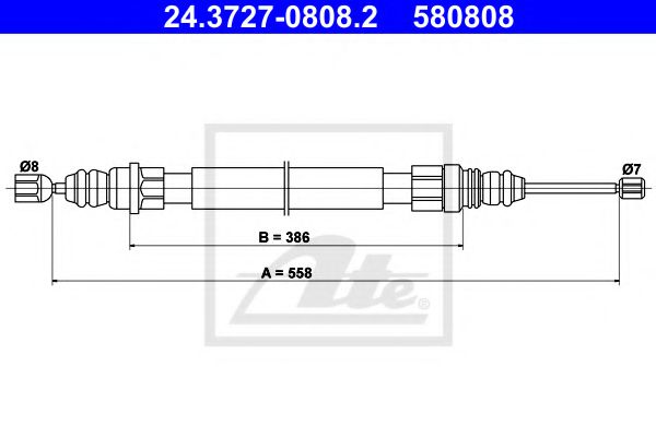 24.3727-0808.2 ATE Brake System Cable, parking brake