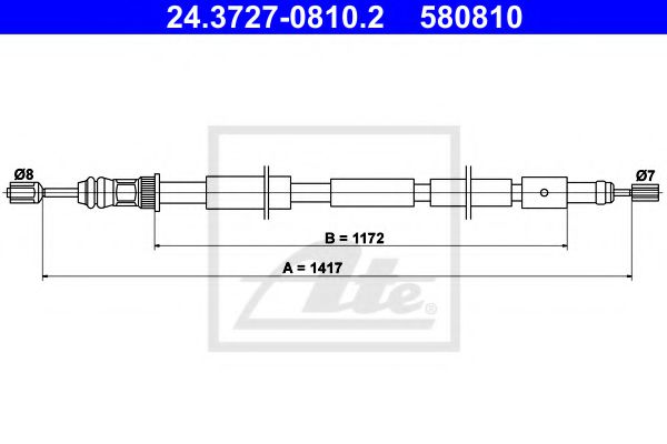24.3727-0810.2 ATE Brake System Cable, parking brake