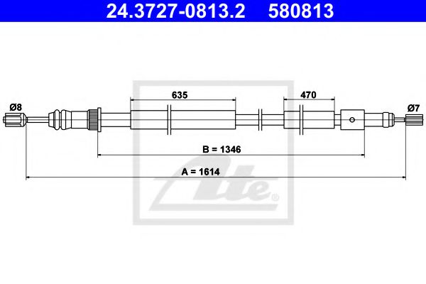 24.3727-0813.2 ATE Brake System Cable, parking brake
