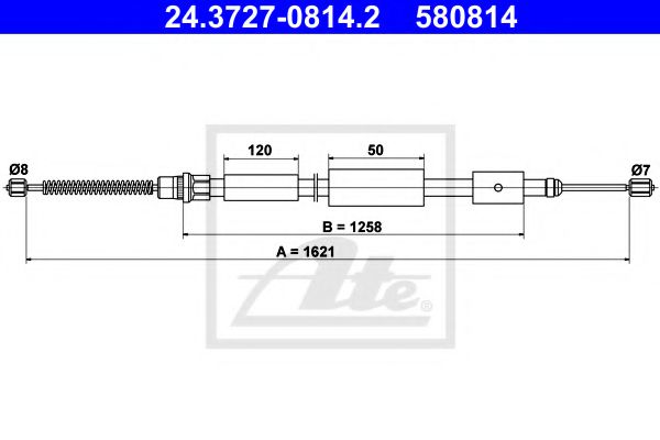 24.3727-0814.2 ATE Brake System Cable, parking brake