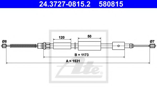 24.3727-0815.2 ATE Brake System Cable, parking brake