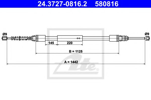24.3727-0816.2 ATE Brake System Cable, parking brake
