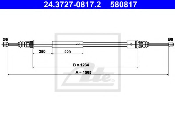 24.3727-0817.2 ATE Brake System Cable, parking brake