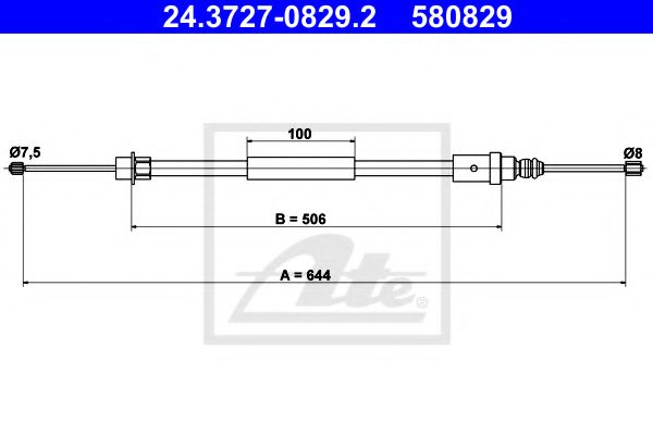 24.3727-0829.2 ATE Cable, parking brake
