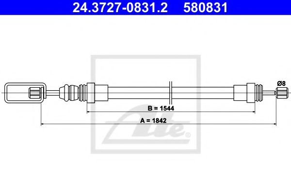 24.3727-0831.2 ATE Brake System Cable, parking brake