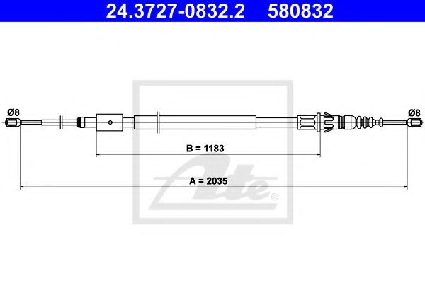 24.3727-0832.2 ATE Brake System Cable, parking brake