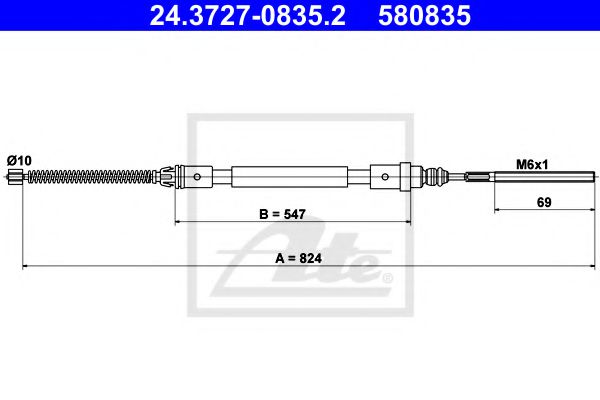 24.3727-0835.2 ATE Brake System Cable, parking brake