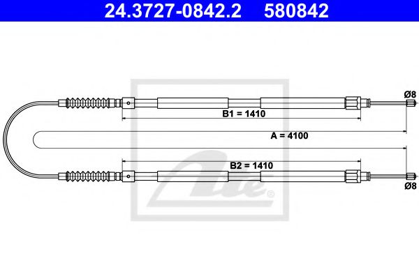 24.3727-0842.2 ATE Cable, parking brake