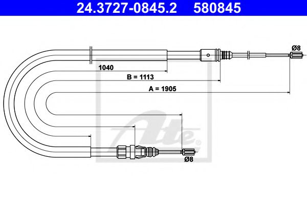 24.3727-0845.2 ATE Cable, parking brake