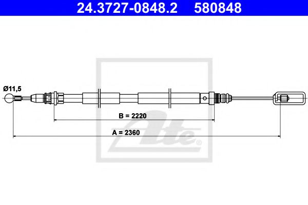 24.3727-0848.2 ATE Cable, parking brake