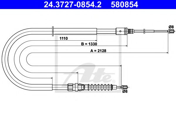 24.3727-0854.2 ATE Brake System Cable, parking brake
