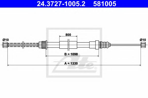 24.3727-1005.2 ATE Brake System Cable, parking brake