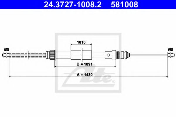 24.3727-1008.2 ATE Brake System Cable, parking brake
